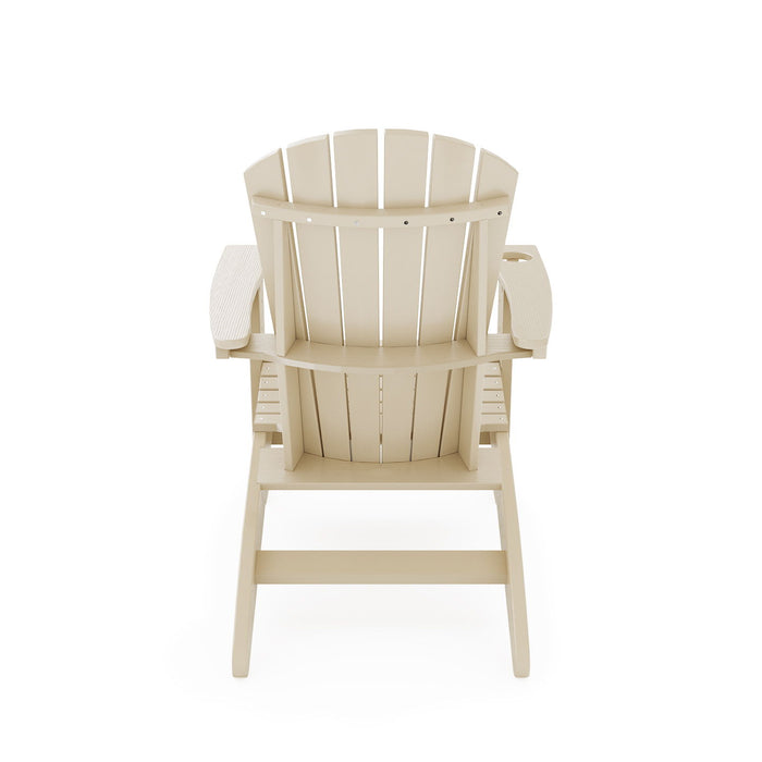 Giga Adirondack arm chair made of sturdy HDPE poly lumber, perfect for poolside, patio, or garden relaxation.