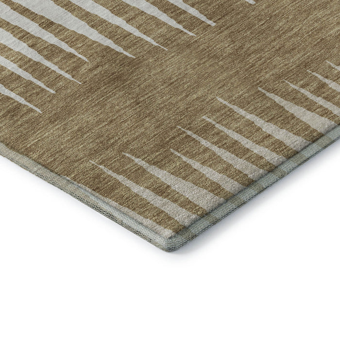 10' X 14' Striped Washable Area Rug With UV Protection (670375) - Charcoal / Gold / Gray