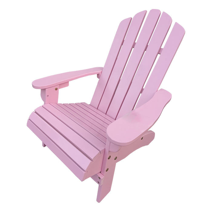 Giga children's outdoor or indoor Adirondack arm chair in natural wood finish, designed for kids' outdoor or indoor seating.