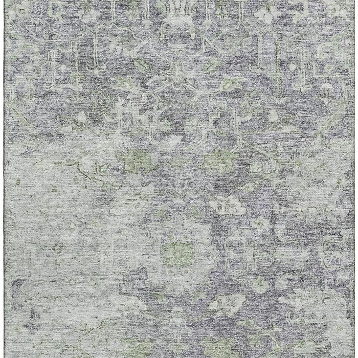 8' X 10' Floral Washable Area Rug With UV Protection - Plum And Purple