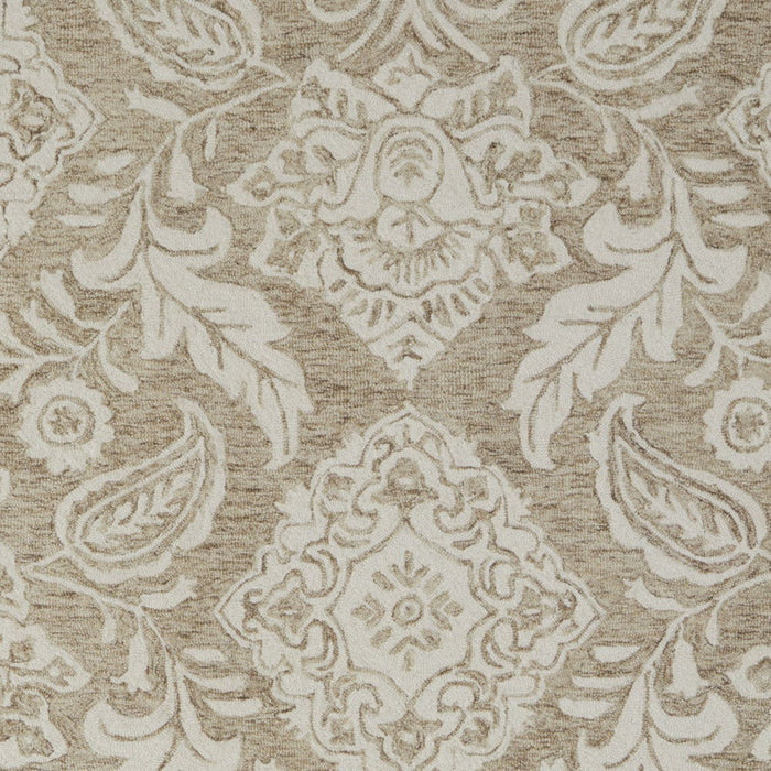 12' X 15' Wool Oriental Hand Tufted Area Rug - Tan And Ivory