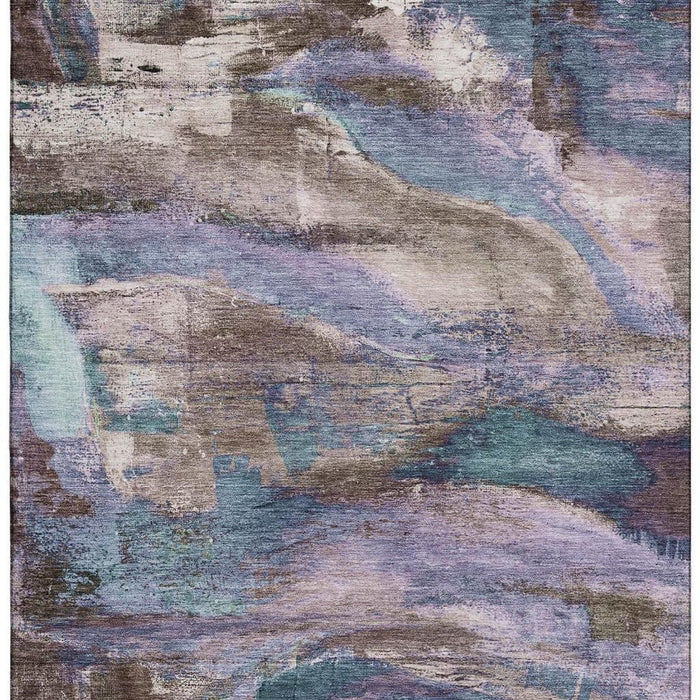 10' X 14' Abstract Washable Area Rug With UV Protection (715579) - Coffee / Blue