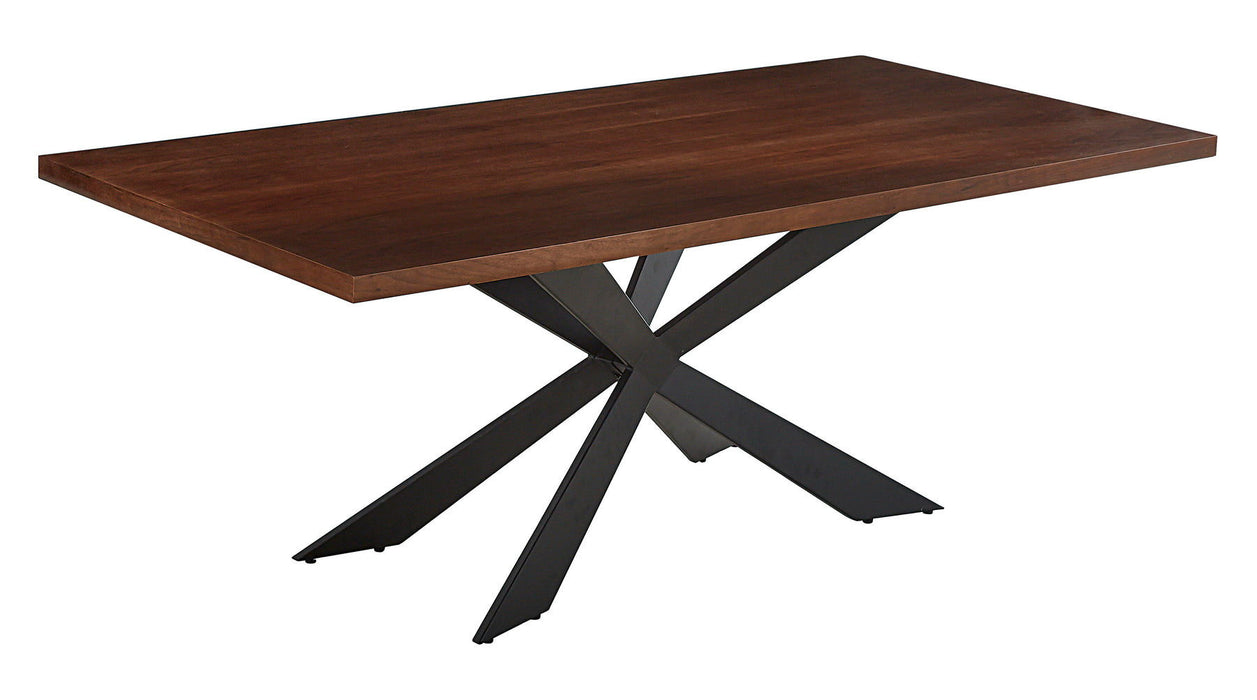 81" Wood And Metal Cross Leg Base Dining Table - Brown