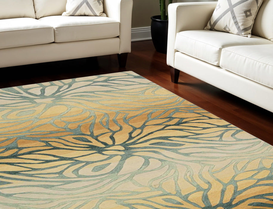 8' X 11' Abstract Area Rug - Tan And Gray