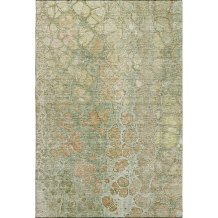 10' X 14' Abstract Washable Area Rug With UV Protection (708826) - Artichoke Green / Gray / Beige