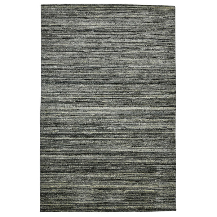 12' X 15' Wool Striped Hand Woven Area Rug - Gray And Black