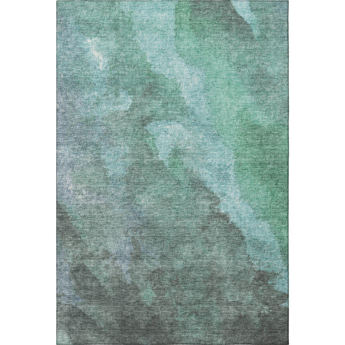 10' X 14' Abstract Washable Area Rug With UV Protection (710082) - Teal / Charcoal