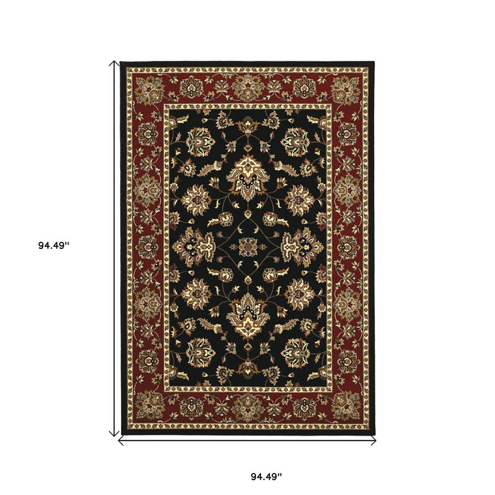 8' Floral Square Rug (574190) - Black / Red