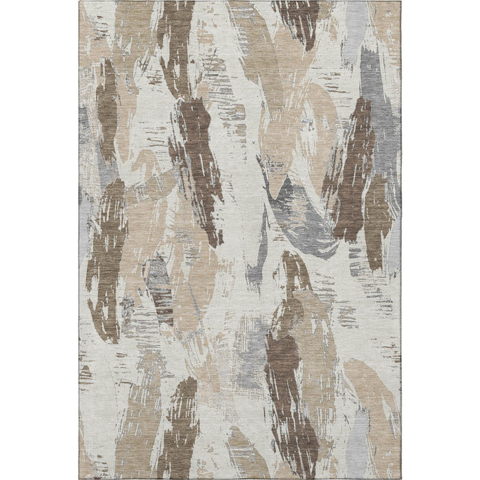 10' X 14' Abstract Washable Area Rug With UV Protection (694652) - Ivory / Khaki / Taupe