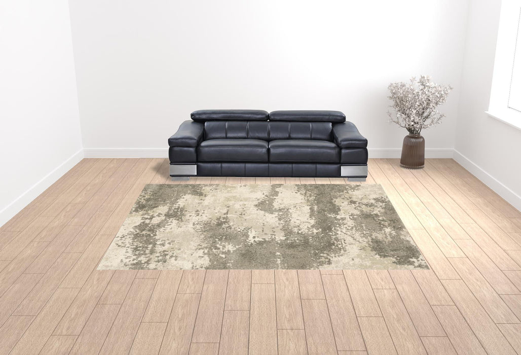 9.8' x 12.8' Abstract Power Loom Stain Resistant Area Rug - Beige And Grey