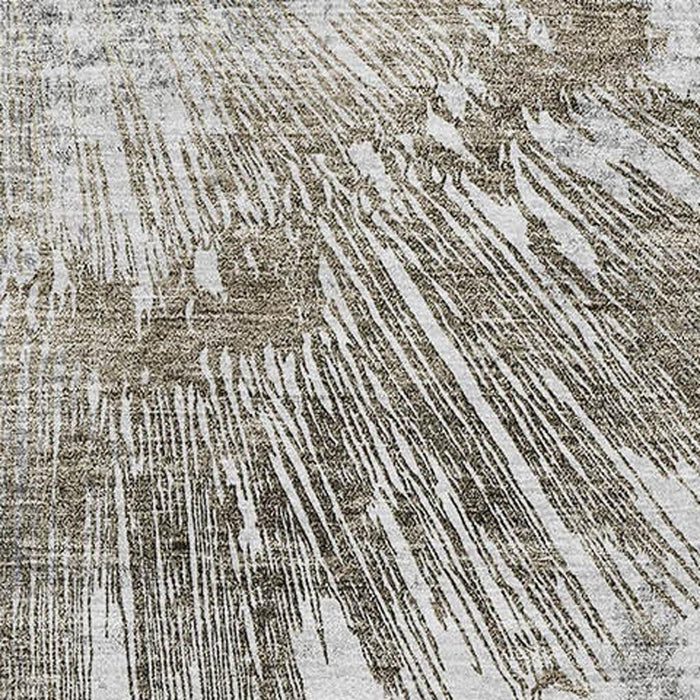 8' X 10' Abstract Washable Area Rug Polyester With UV Protection - Taupe / Gray