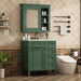 Giga bathroom vanity with top sink, two doors, three drawers, freestanding set, and mirror cabinet for modern bathroom decor.