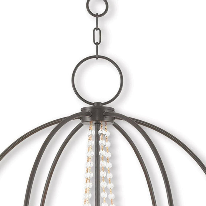 28" Five Light Dimmable Chandelier With Shades - Bronze