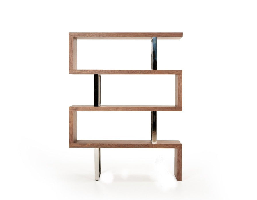 Four Tier Zig Zag Bookcase (482697) - Walnut