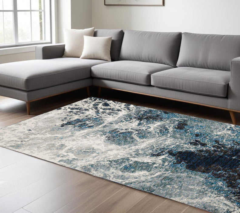 9' x 12' Abstract Power Loom Area Rug - Gray