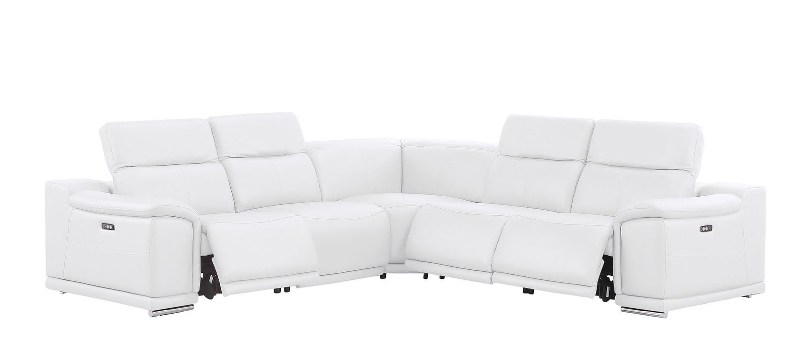 Leather Modular L Shaped Five Piece Corner Sectional - White