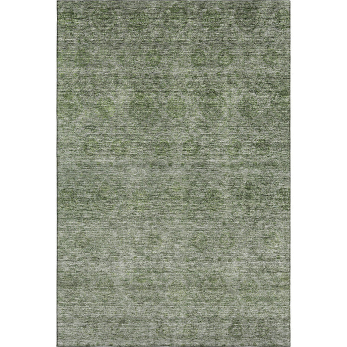 10' X 14' Abstract Washable Area Rug With UV Protection (688111) - Olive Green / Silver