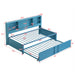 Giga industrial metal daybed with trundle, storage shelves, and USB ports, featuring a sturdy design and modern style.