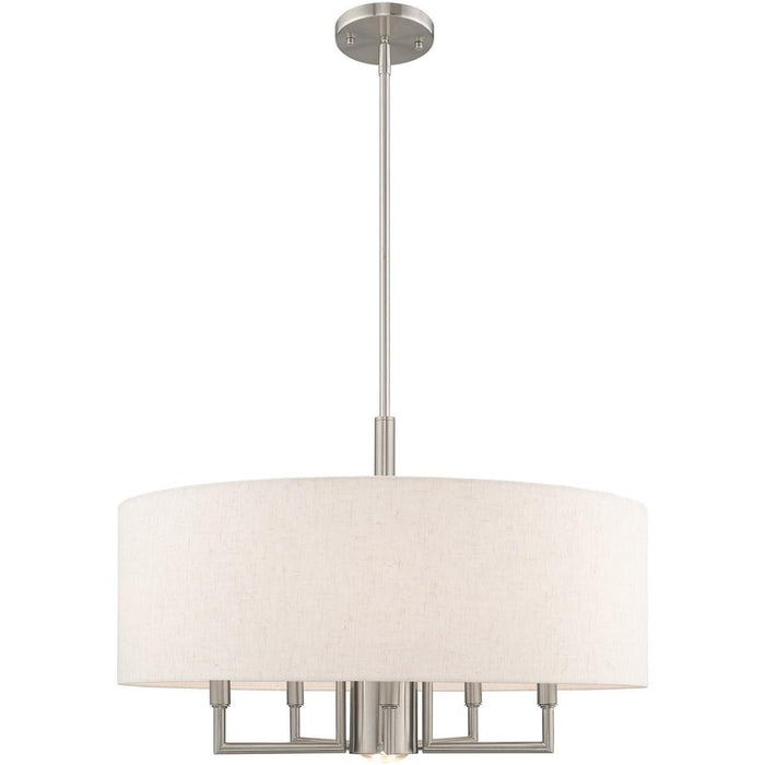 25" Six Light Dimmable Chandelier With Shades - Nickel