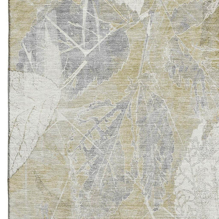 10' X 14' Floral Washable Area Rug With UV Protection (705731) - Beige / Tan