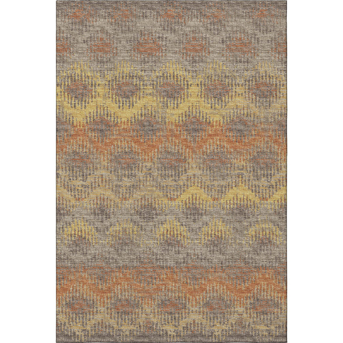 10' X 14' Abstract Washable Area Rug With UV Protection - Burnt Sienna