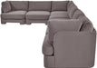 Meridian Furniture Hammond velvet performance fabric 7-piece sectional sofa with plush upholstery and modern design.