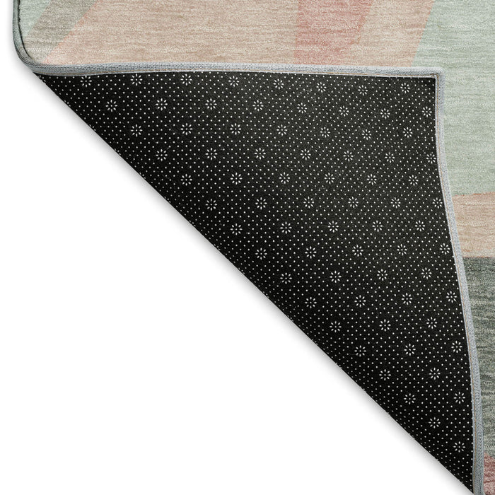 10' X 14' Geometric Washable Area Rug With UV Protection (696554) - Pale Aqua / Blush / Sage