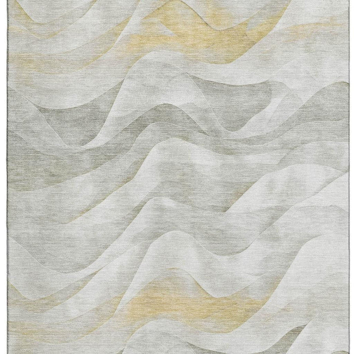10' X 14' Abstract Washable Area Rug With UV Protection (694821) - Silver / Gold / Ivory