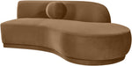 Meridian Furniture Avra 86-inch velvet upholstered stationary sofa with plush cushions and sleek design.