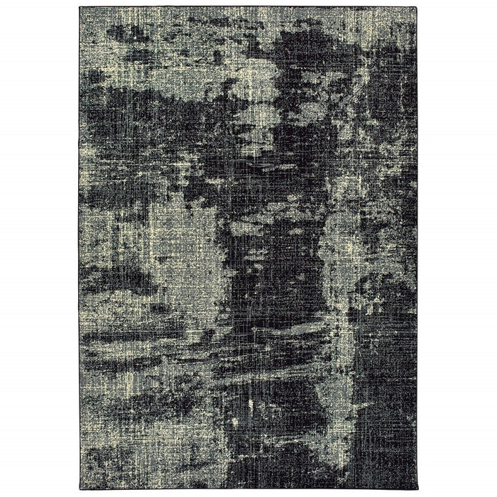 9' x 12' Machine Woven Abstract Indoor Area Rug - Black Ivory