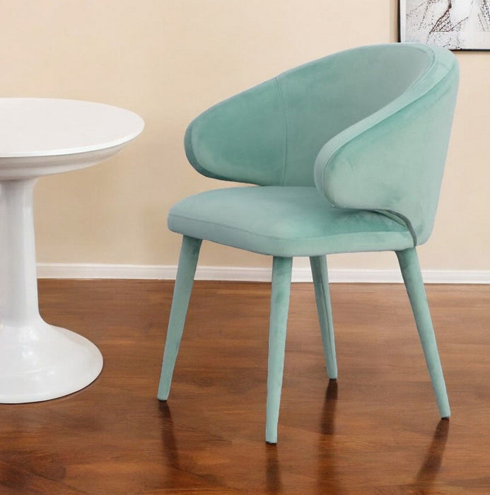 Upholstered Velvet Wing Back Dining Arm Chair - Aqua