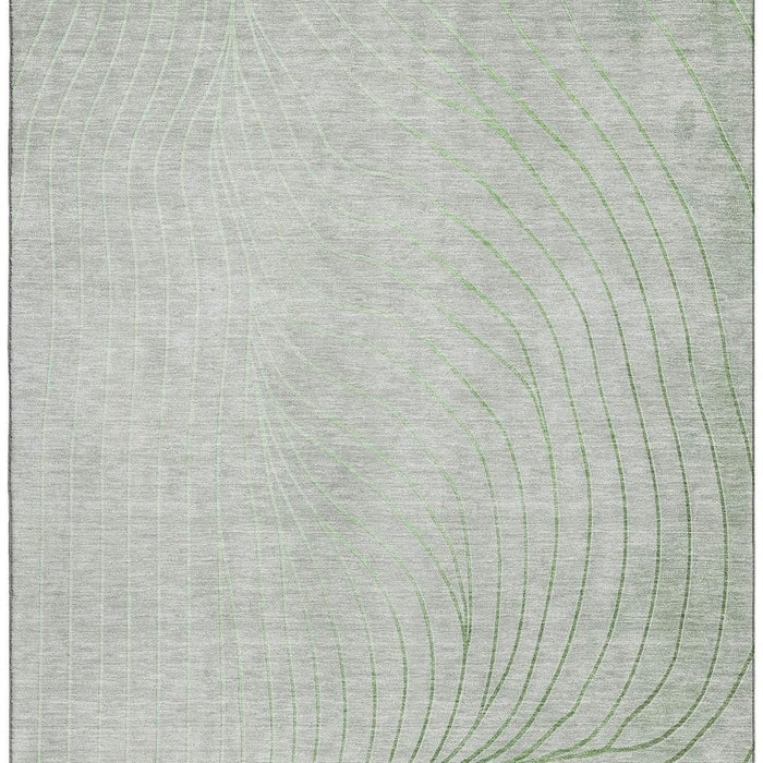 10' X 14' Abstract Washable Area Rug With UV Protection (718079) - Sage / Silver