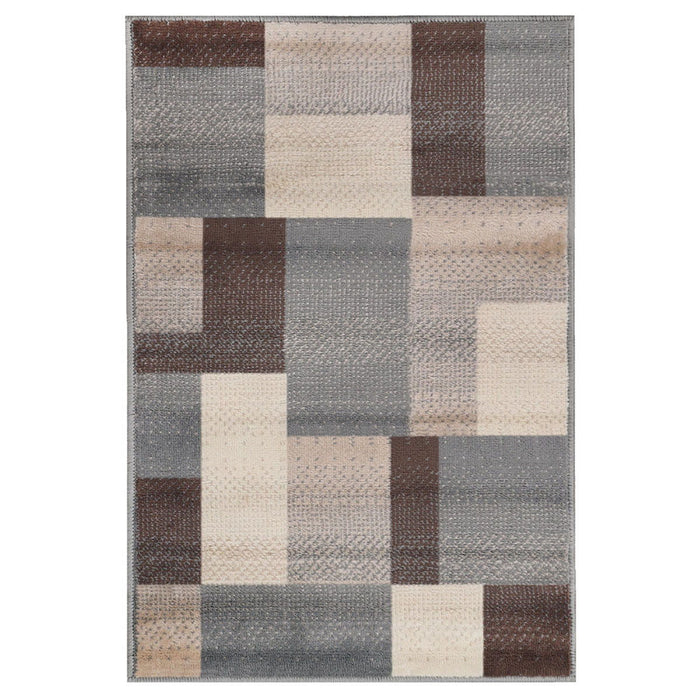 9' x 12' Patchwork Power Loom Stain Resistant Area Rug - Gray
