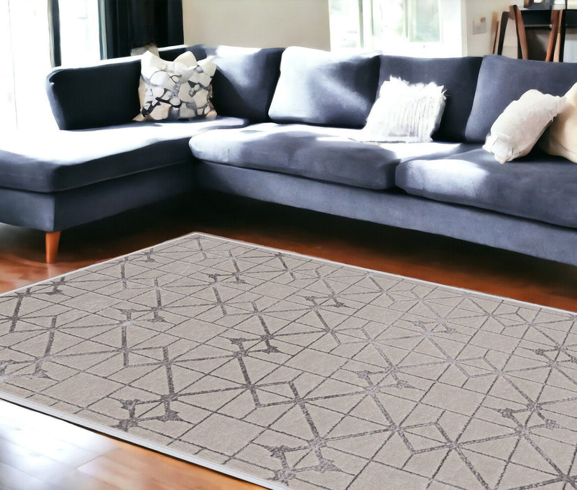 10' x 13' Machine Woven Geometric Indoor Area Rug - Ivory Silver