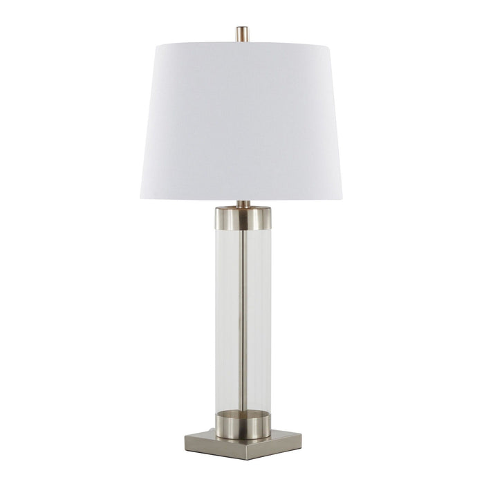 Glacier - 30" Table Lamp (Set of 2) - Clear Glass And Brushed Nickel With White Linen Shade