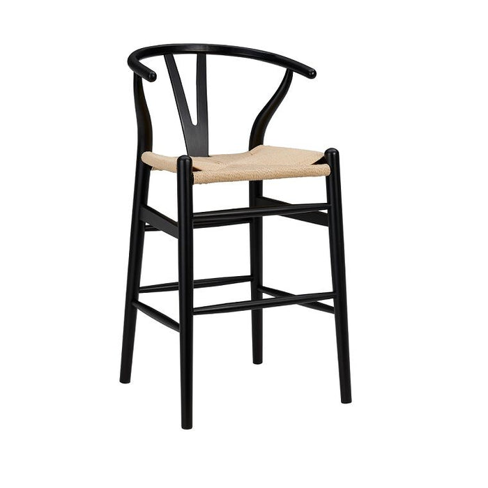 Solid Wood Counter Height Bar Chair - Natural And Black