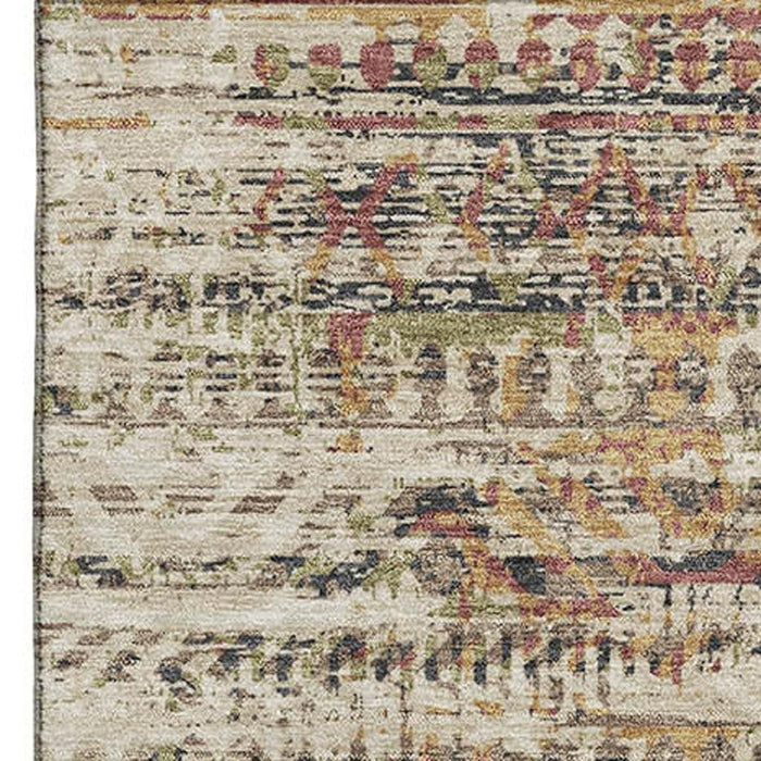 10' X 14' Moroccan Washable Area Rug With UV Protection (710502) - Beige / Charcoal / Copper