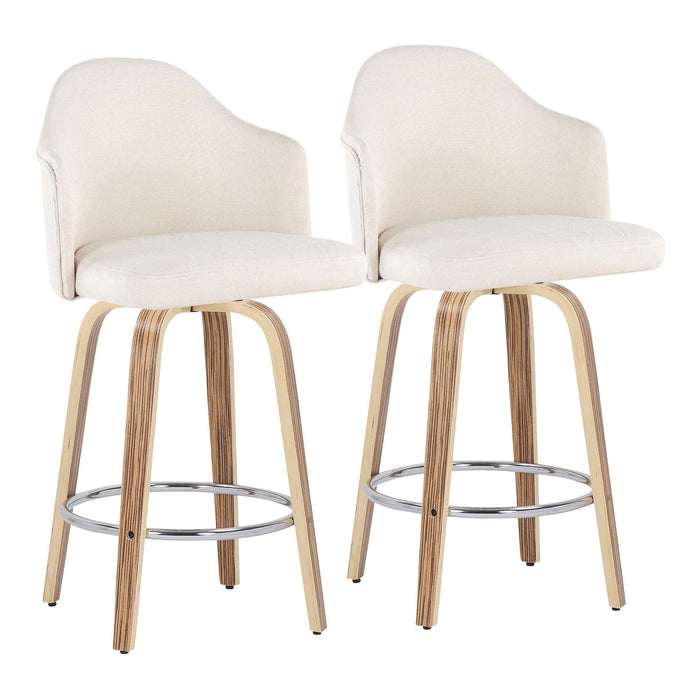 Ahoy - Fixed - Height Counter Stool - Zebra Wood Legs And Round Footrest (Set of 2)
