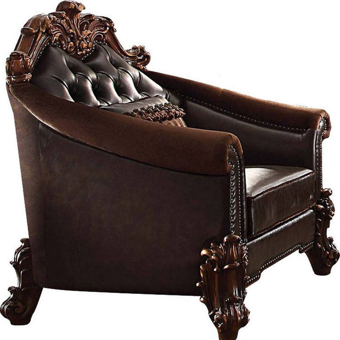 Faux Leather Tufted Barrel Chair - Dark Brown