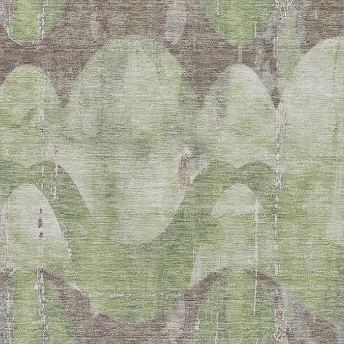 10' X 14' Abstract Washable Area Rug With UV Protection (701353) - Artichoke Green / Taupe