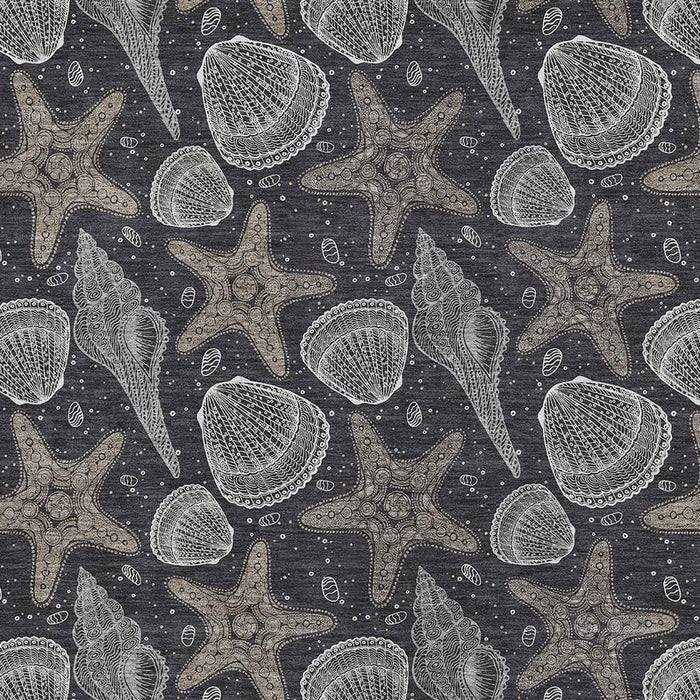 10' X 14' Geometric Washable Area Rug With UV Protection (645786) - Midnight / Taupe