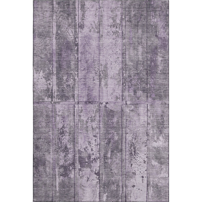 10' X 14' Striped Washable Area Rug With UV Protection (698023) - Purple / Gray