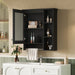 Modern Giga 3-in-1 bathroom mirror cabinet with adjustable shelf and towel bar, featuring sleek design and functional storage.