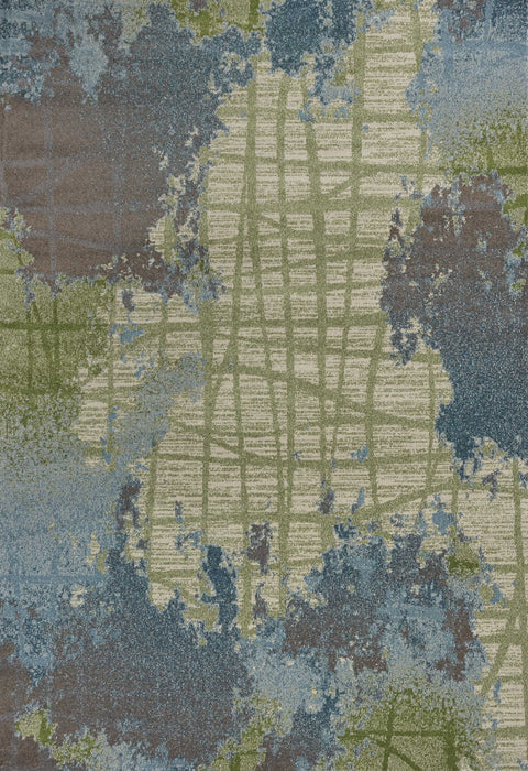 8' x 11' Machine Woven Abstract Indoor Area Rug - Green Blue