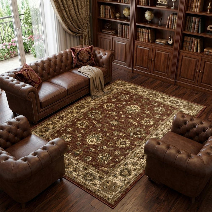 10' X 13' Floral Area Rug (574417) - Red / Ivory