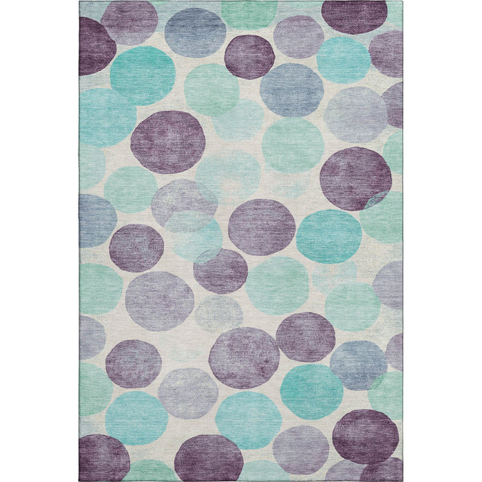 10' X 14' Geometric Washable Area Rug With UV Protection (707407) - Plum / Teal / Ivory