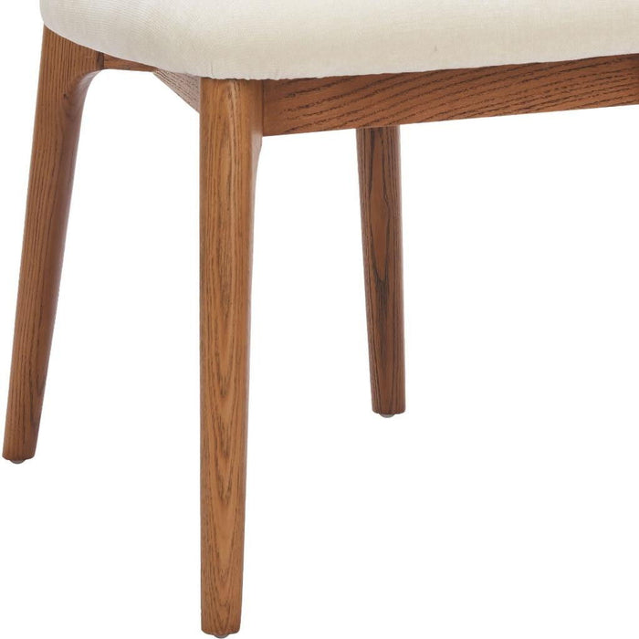 Upholstery Solid Wood Open Back Dining Side Chairs (Set of 2) - White / Brown
