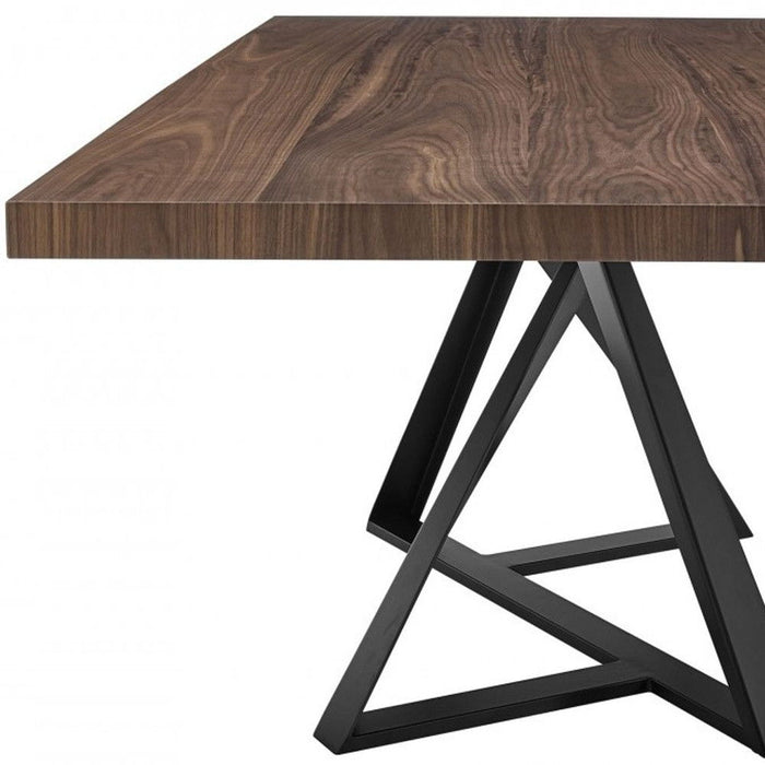 Wood Iron Pedestal Base Dining Table - Brown / Black