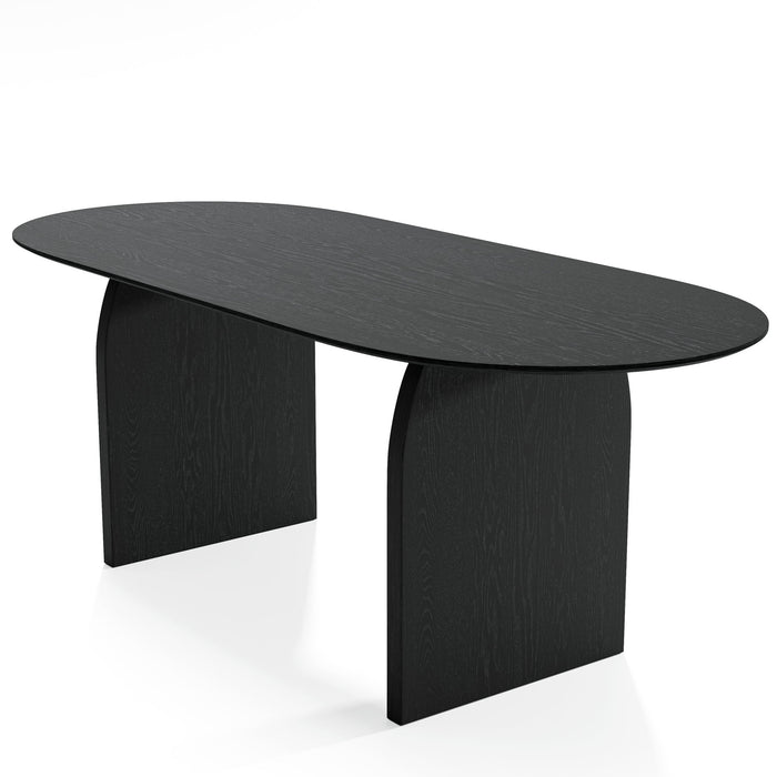 79" Solid Wood Mirrored Double Pedestal Base Oval Dining Table - Black