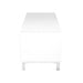 White ManufactuRed wood TV stand with enclosed storage and cabinet doors, ideal for living room entertainment setup.